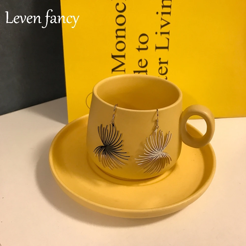 

Изысканные 925 пробы серебряные серьги в форме подсолнечника для женщин, украшения для коктейля, вечеринки, подарок, преувеличенные серьги-к...