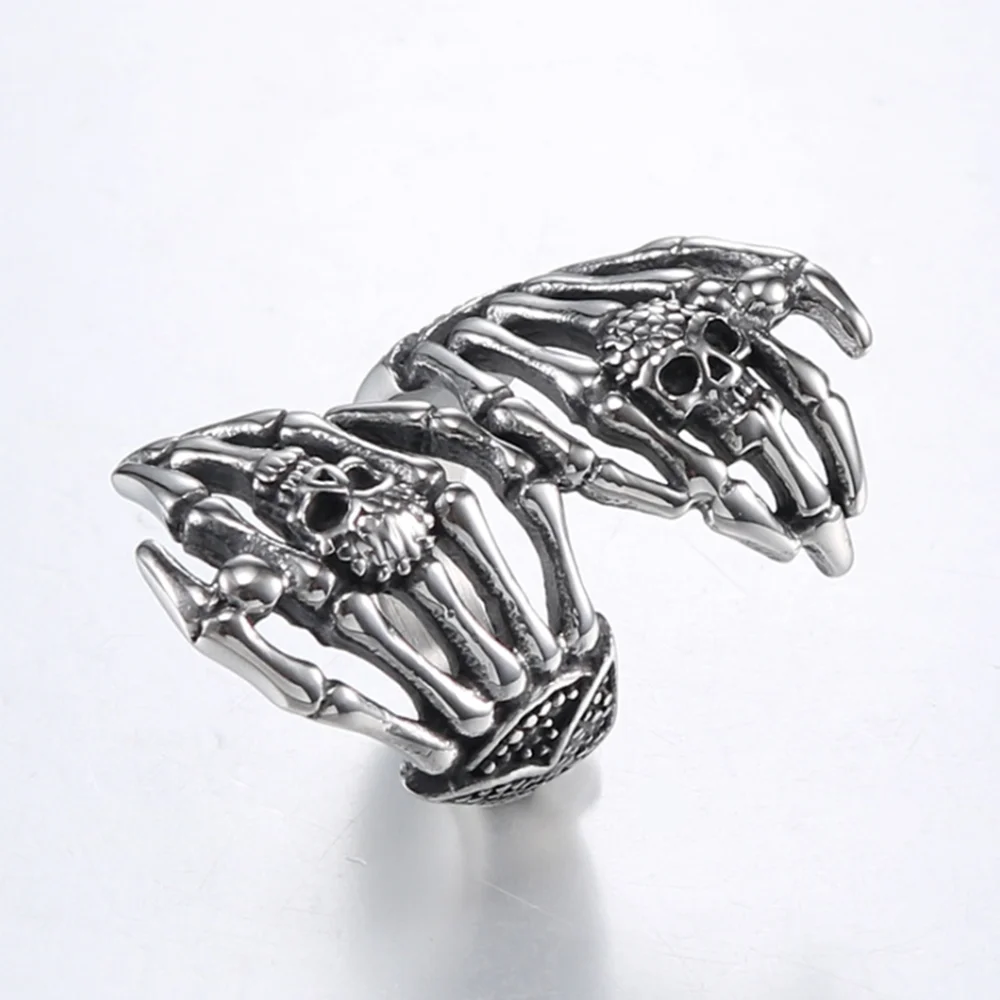 Кольцо из нержавеющей стали с двойным призраком в стиле ретро|Кольца| |