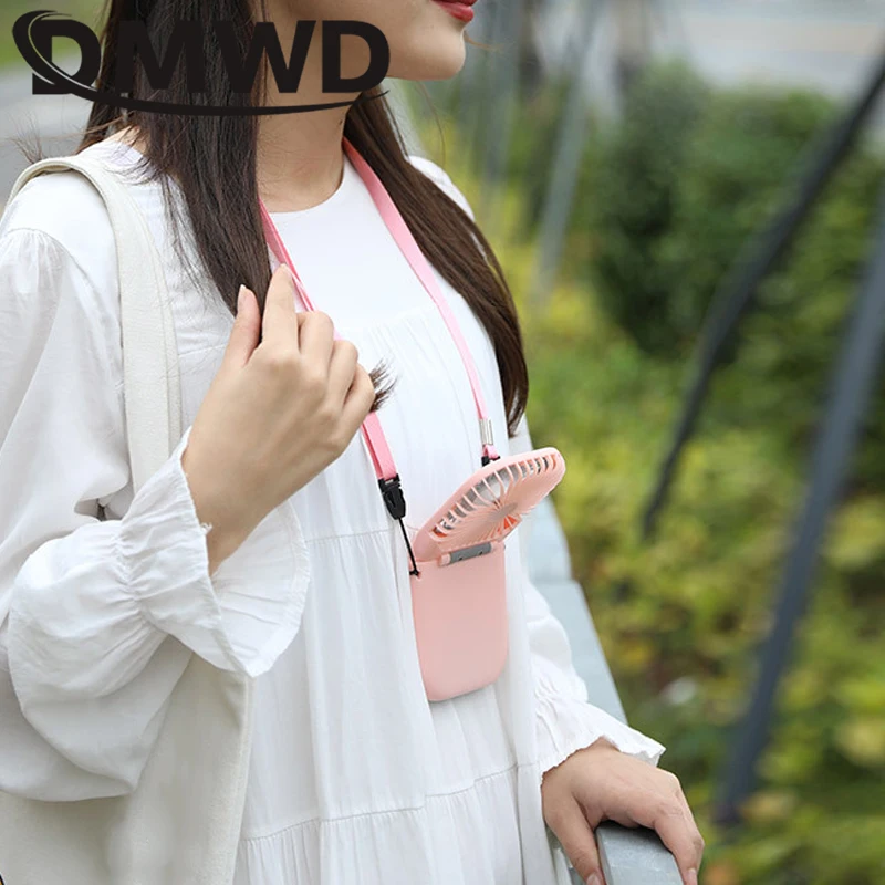 DMWD Портативный USB вентилятор с подвесным горлышком складывающиеся Охлаждающие