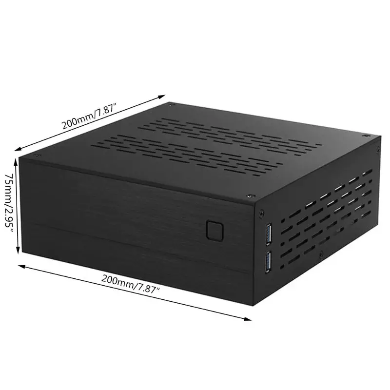 

M5TE B01 Mini ITX Computer Case Chassis Aluminum/Glass Briefcase Home Theater AC-DC HTPC Computer Box Desktop PC Enclosure