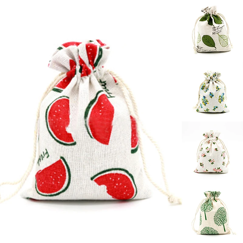 

1pcs Small Cloth Bag Pouch Simple Grid Handmade Cotton Linen Storage Package Drawstring Candy tea Bags Small Coin Purse Travel