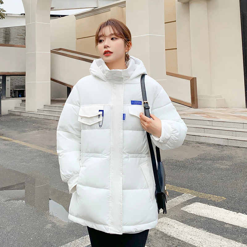 2022 Women Winter Autumn Jacket Cotton Padded Hooded Oversized Loose Female Thick Coat Short Solid Casual Women's Parkas Korean