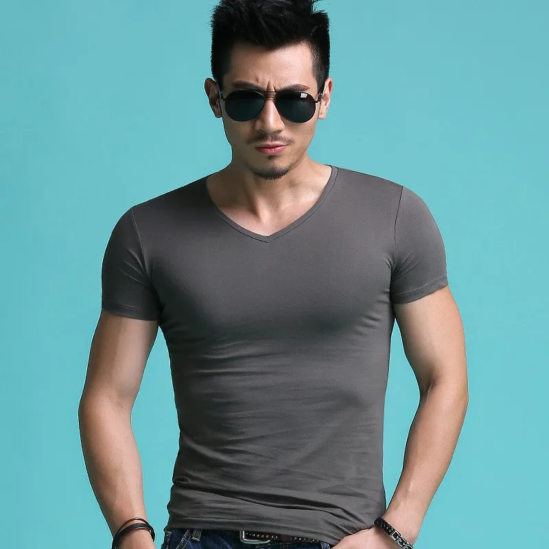 

C1258-2020Summer new men's T-shirts solid color slim trend casual short-sleeved fashion