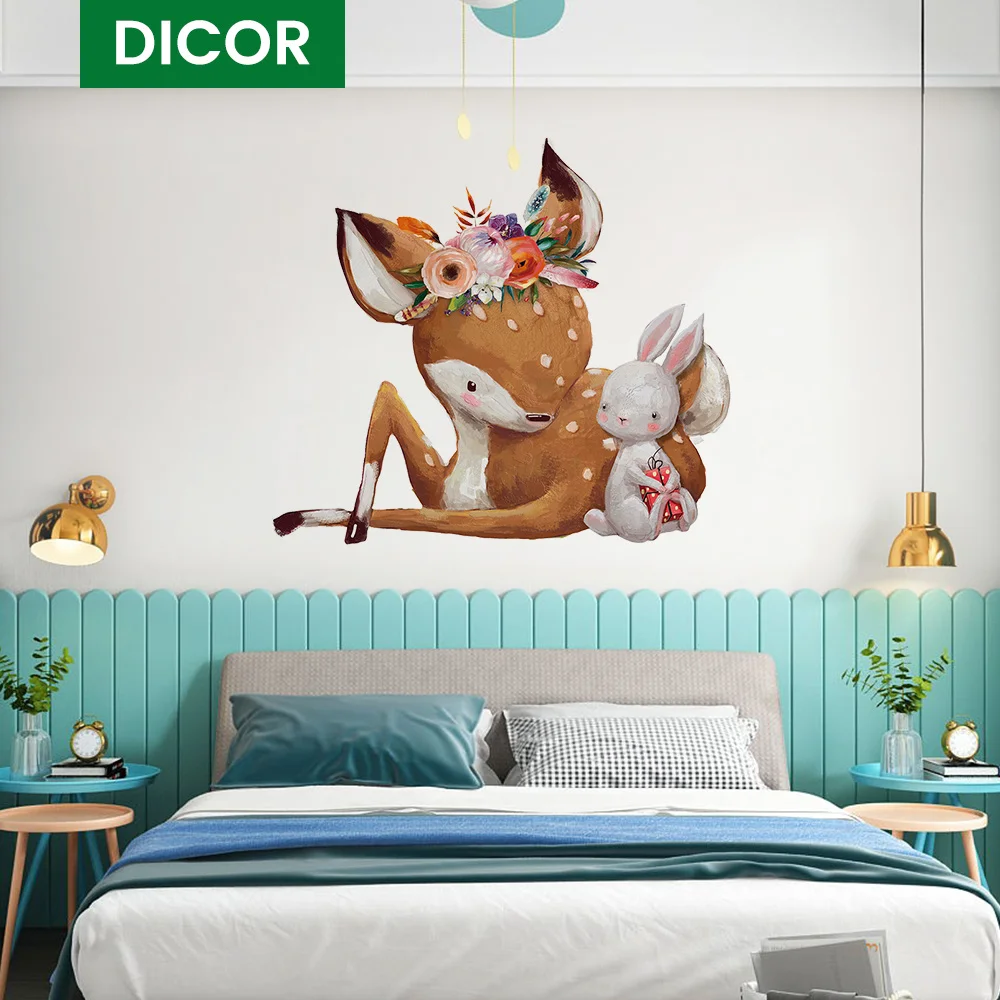 Настенный декор наклейки для украшения комнаты года олененок QT1970 | Дом и сад
