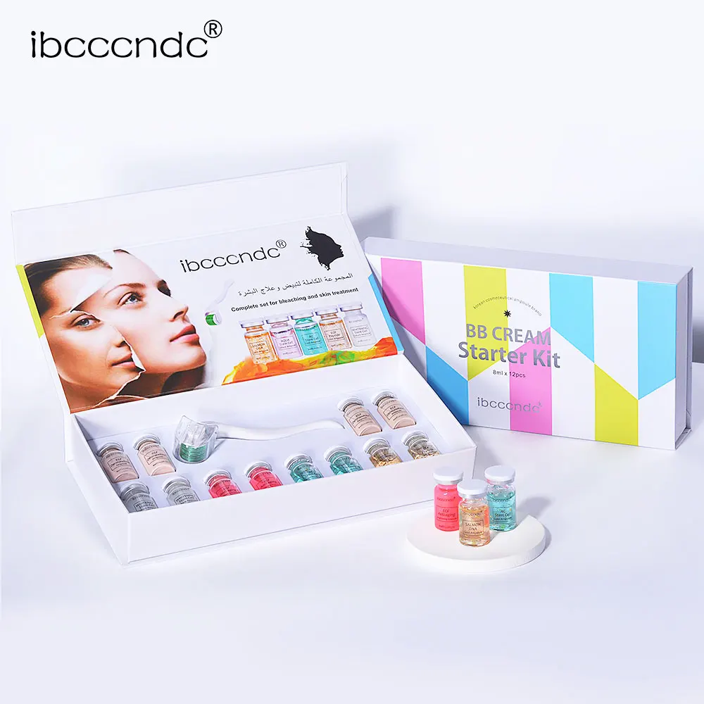 

Корейский набор для макияжа, 12 шт./компл., 8 мл, BB крем, светящаяся осветляющая сыворотка для лица, EGF, Антивозрастная Золотая сыворотка, макияж...