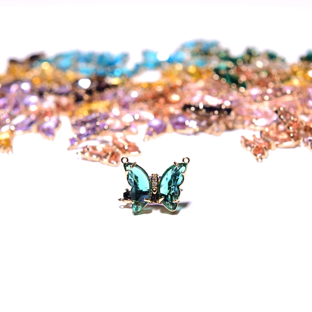Металлические стразы Разноцветные Подвески-бабочки с кристаллами для