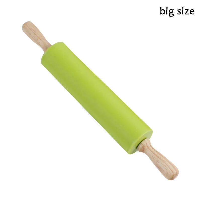 30cm green Силиконовые скалки, деревянные руки скалка для торта, deegroller, помадка ролик, тесто ролик, patisserie outils аксессуары - Цвет: 30cm green