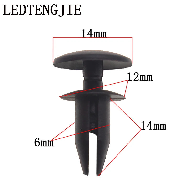 

LEDTENGJIE Black Plastic Rivet Fastener YT-1496 Car Styling Bumper Fender Push Type Fascia Retainer Car Clips Part for BMW car