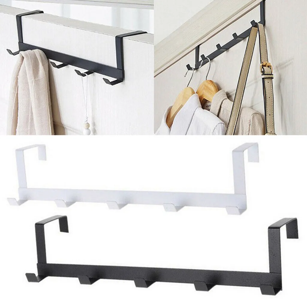 

5 Hooks Over The Door Home Bathroom Organizer Rack Clothes Coat Hat Towel Hanger Bathroom Kitchen Accessories Holder