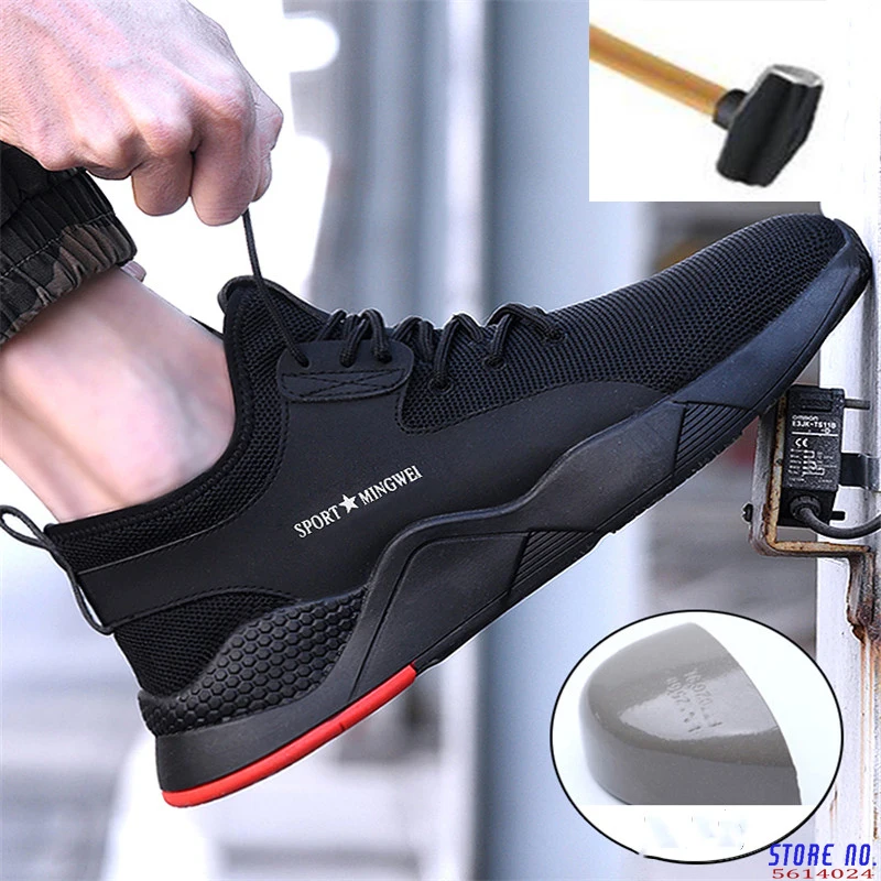 

Men's Work Safety Shoes Steel Toe Cap Fashion Outdoor Sneakers Sports Shoes Male Lightweight Breathable Summer Men Shoes