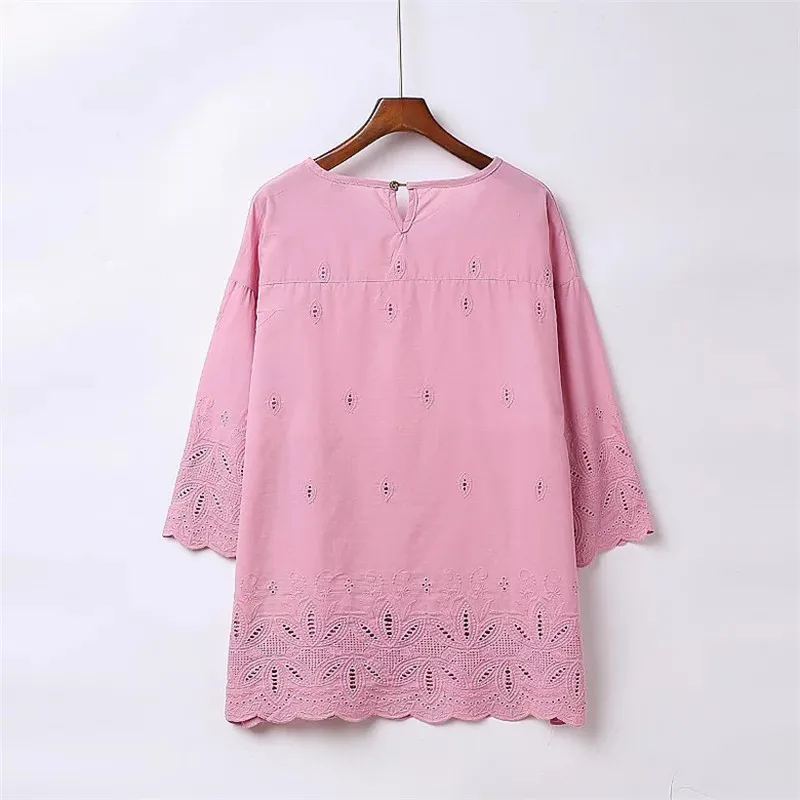 3XL-6XL Модные женские футболки больших размеров, свободные хлопковые футболки с круглым вырезом и принтом, топы с рукавом три четверти, Vetement Femme