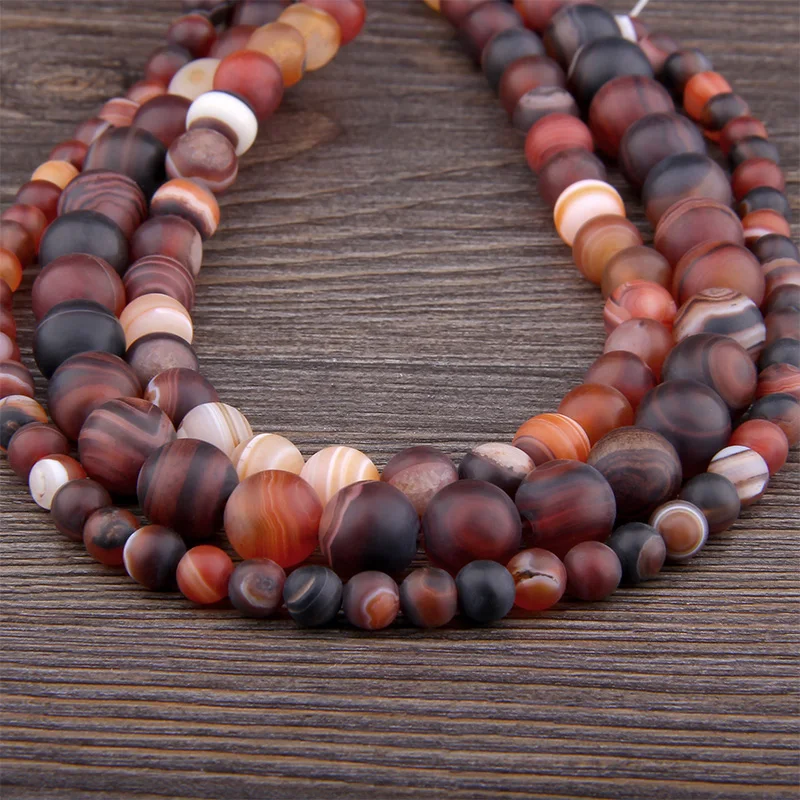

Brown Natural Matte Dull Agates Stone Beads Loose Round Spacer Beads for Jewelry Making Diy Bracelet 15''Strand