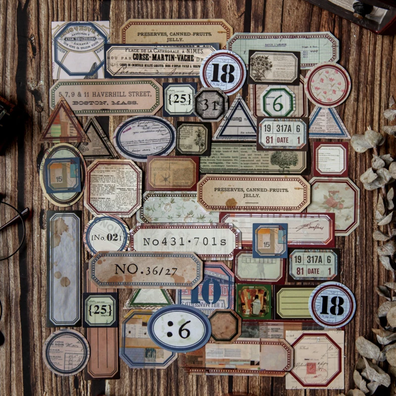 40 шт./пакет винтажные антикварные наклейки с рамкой бумажные для