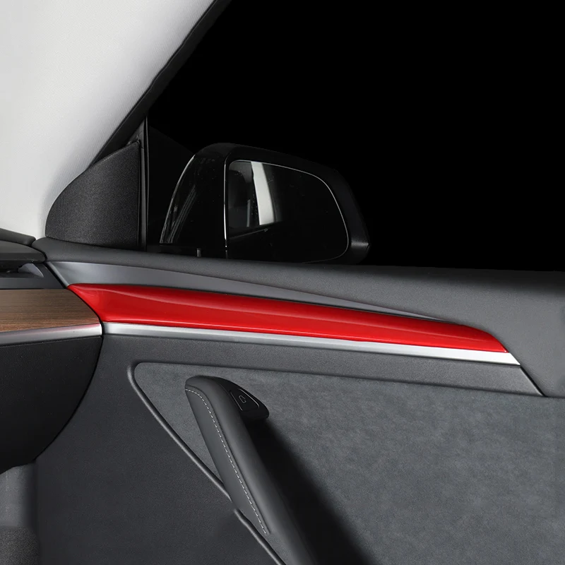 For Tesla Model 3 2021 Accessories Car Door Decoration Sticker ABS Carbon Fiber Model Y Front Door Decoration Sticker