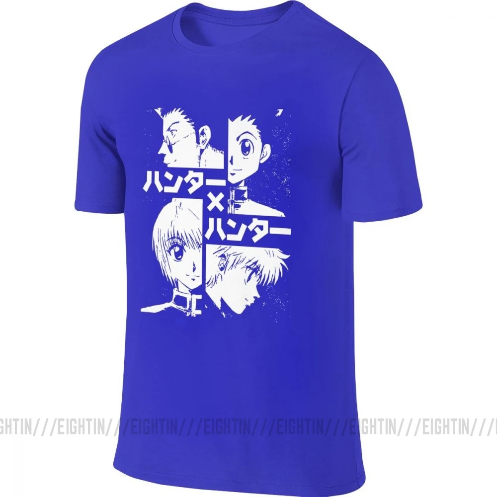 Hisoka Hunter X Hunter, Мужская футболка, хлопок, круглый вырез, Killua Hxh, аниме, спереди, сзади, две стороны, футболка, короткий рукав - Цвет: Синий
