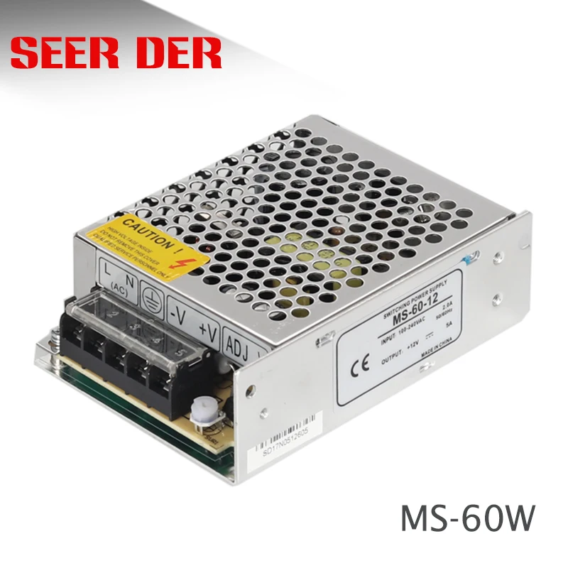 

Ms-60-12 источника питания 12 вольт 5 ампер 60w 12 v 5a светодиодный импульсный источник питания источника питания