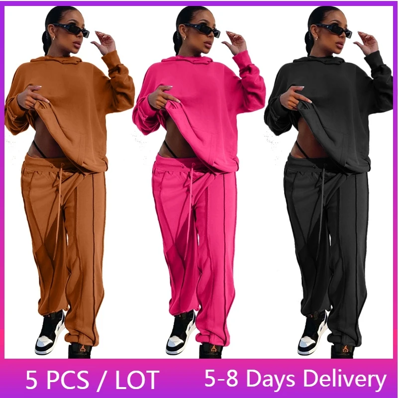 

Wholesale Items Winter Clothes Sweatsuits for Women Streetwear Solid Joggers Women Matching Sets Hoodie Sweatshirt and Pants Set
