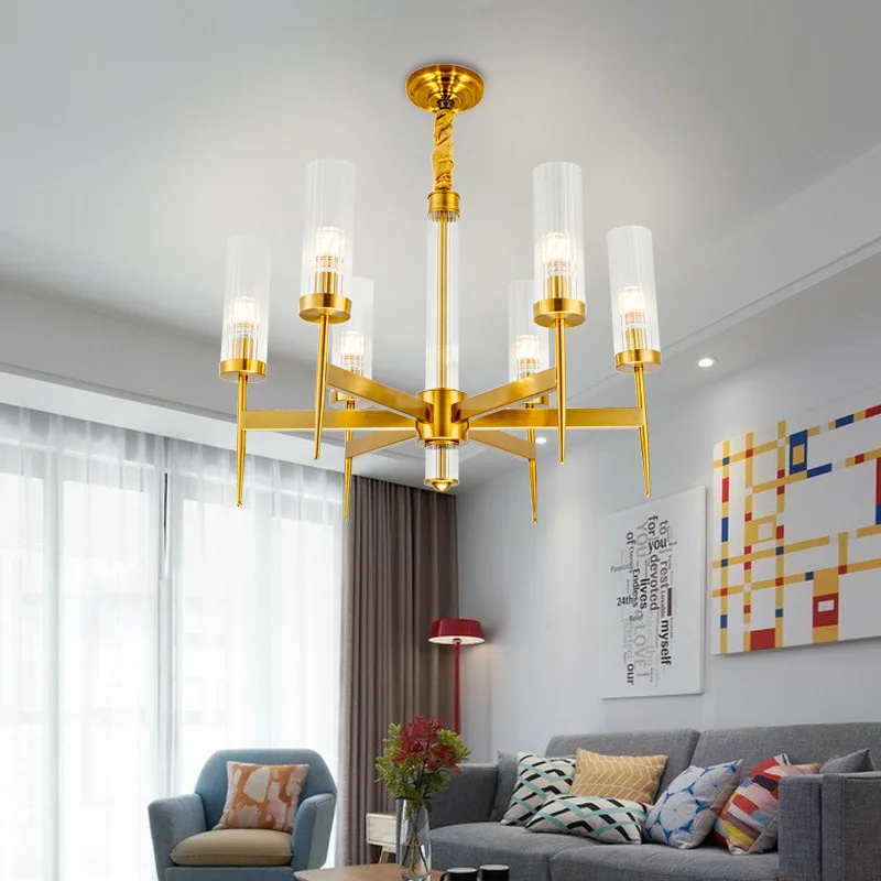 Современный роскошный стеклянный подвесной светильник домашний декор золотой