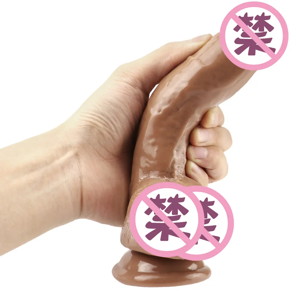 Мягкий искусственный толстый силиконовый фаллоимитатор с присоской пенис