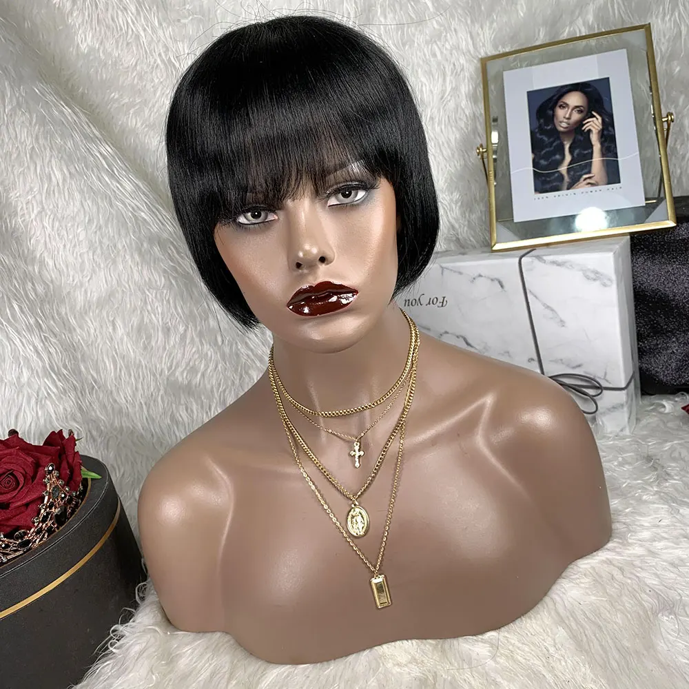 

Toocci Short Pixie Cut Human Hair Wigs Cheap Brazilian Colored Human Hair Wigs with Bangs Wholesale
