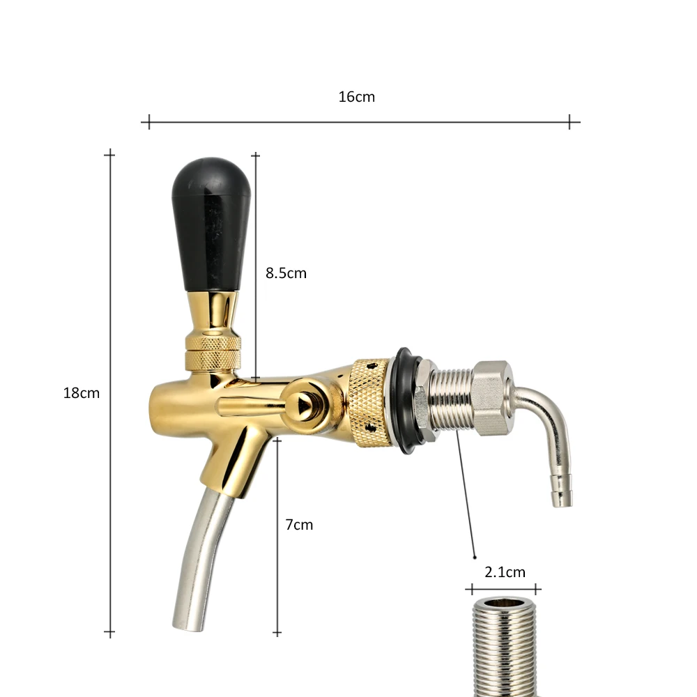 

Adjustable Flows Control Chrome Draft Adjustable water output Beer Faucets Tap G5/8 Shank Home Brew Beer Keg Taphome commercial