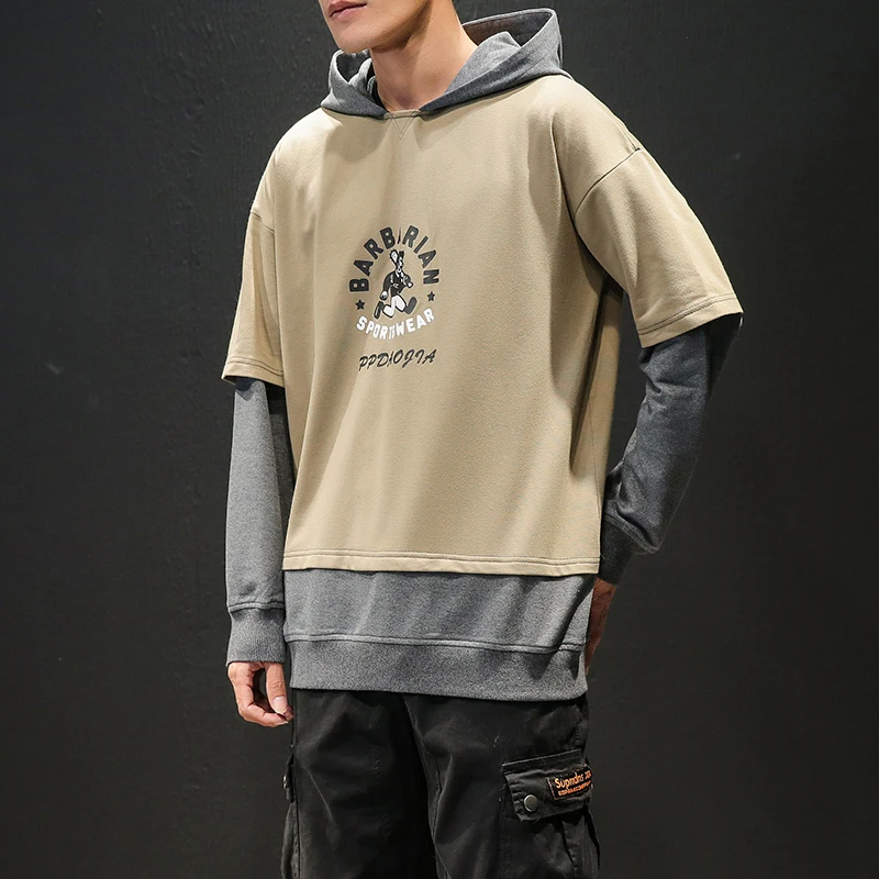 Дропшиппинг осень 2019 мужские поддельные две части толстовки повседневные