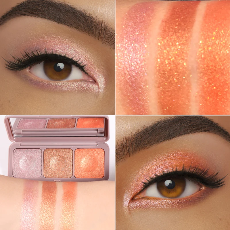 Палетка теней для век 3 цвета перламутровые молочный чайный натуральный цвет