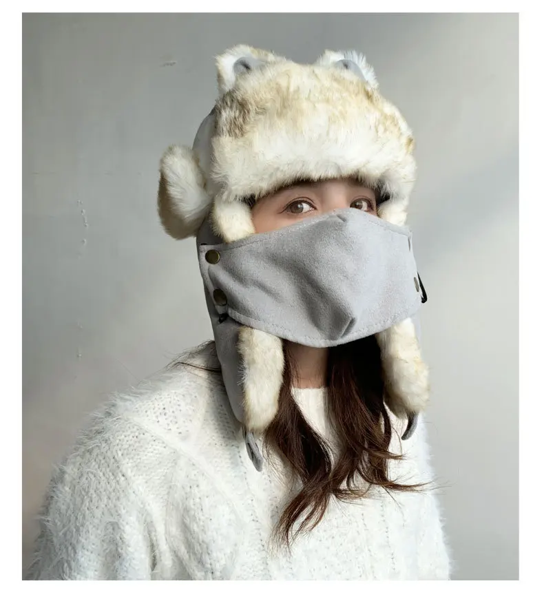 embroidery cartoon Lei Feng hat Russia ear-flapped hat women bomber hats thick warm outdoor winter hat