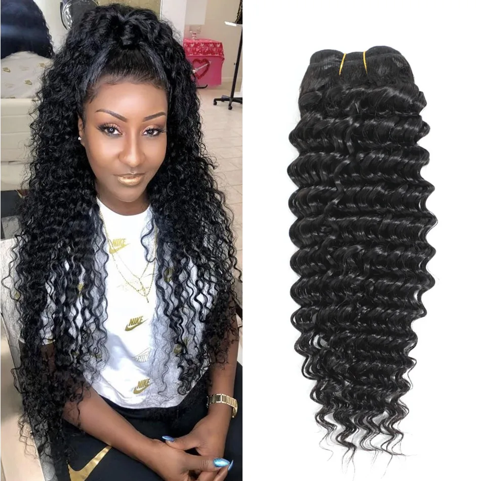 

LINKELIN Deep Wave Hair Bundles 8-30 Inch Human Hair Weaving Natural Color Malaysia Remy Human Hair Extension 1/3/4 Bundles Hair
