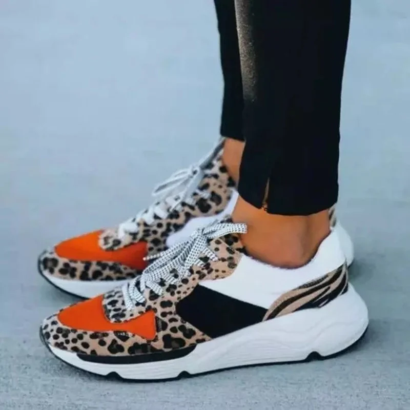 

2020 Summer Hot Lady Shoes Women Sneakers Leopard Mesh Breath Women Running Female Shoes Outdoor Flat Platform Zapatos Mujer