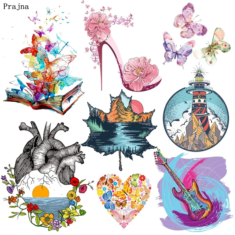 

Prajna Butterfly Heels Iron On Transfers For Clothing T-shirt Hot Vinyl Heat Transfer Ironing Stickers Thermal Transfer Patches