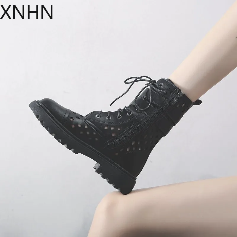 XNHN/ботильоны из натуральной кожи Женская Классическая модная зимняя обувь с