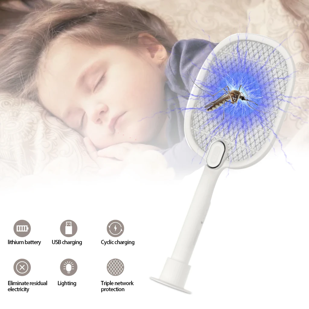 Насекомые мухобойка электрическая с светодиодный светильник Жук Zapper ручной