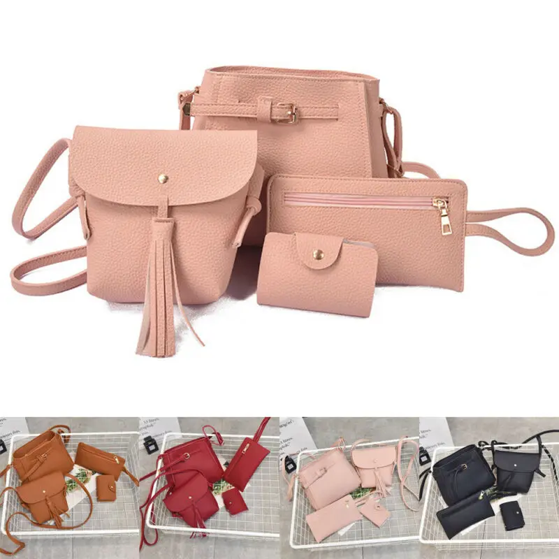 4 шт. женская сумка тоут из искусственной кожи набор Вместительная на плечо