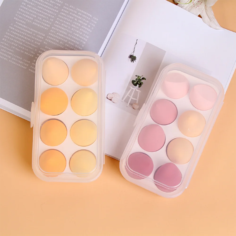 

8pcs Makeup Sponge Powder Puff Dry and Wet Combined Beauty Makeup Ball Gourd Powder Puff Bevel Cut Make Up Sponge Tools Fashion