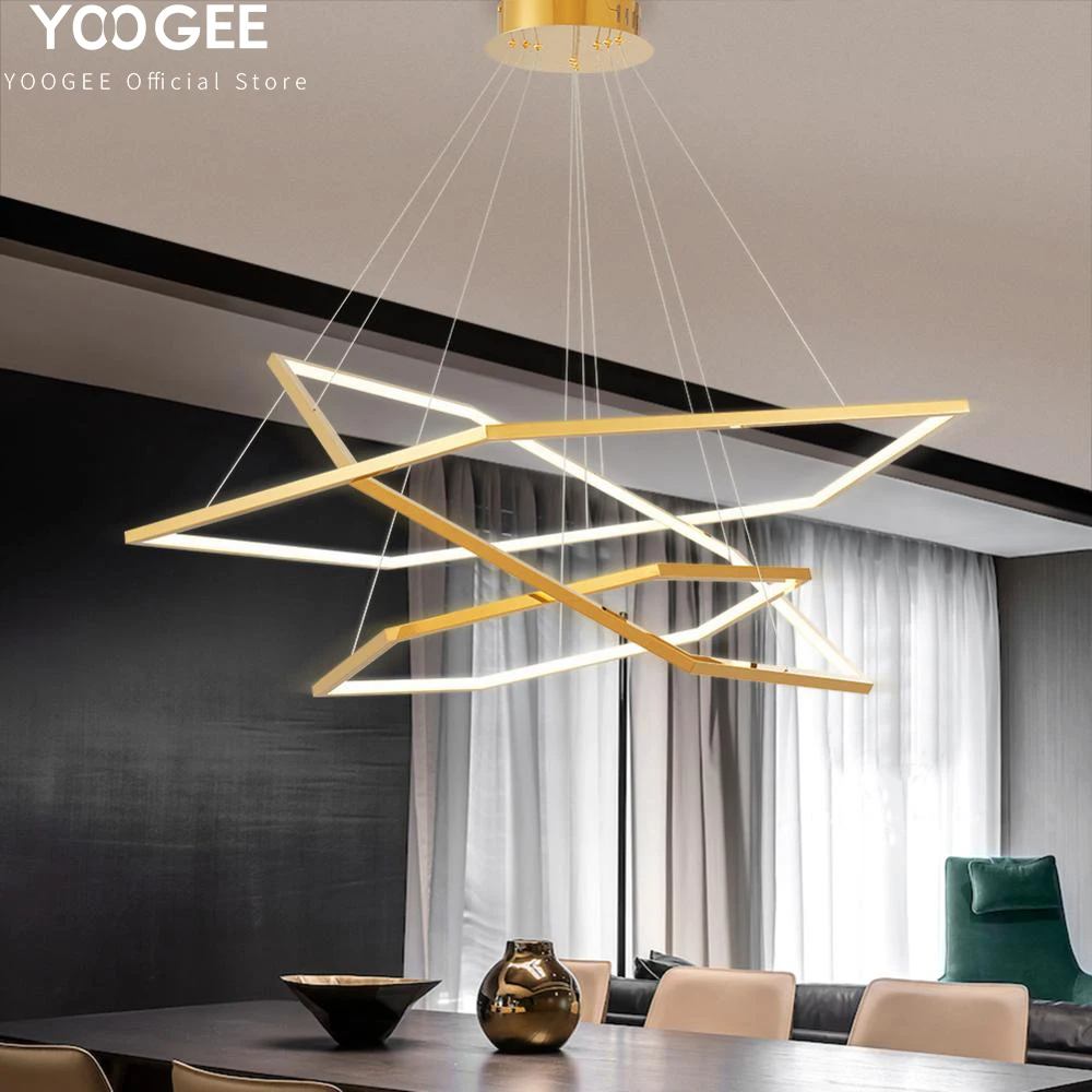 Современные светодиодные люстры Дизайн из золотистого металла подвеска
