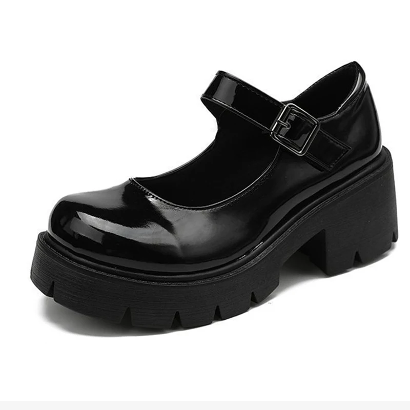 New Mary Jane Mid-heel Women's Shoes Thick-soled Jk Uniform Single Shoes Shoes Lolita Retro British Style Small Leather Shoes