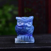 natural blue aventurine carving sweethearts gift owl fortune crafts home furnishings aura fengshui decoration christmas