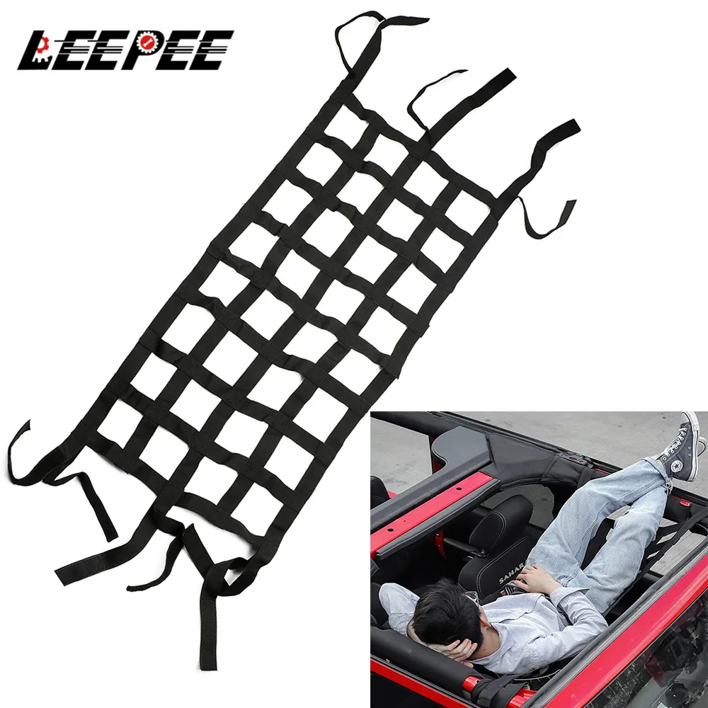 LEEPEE Multifunction Car Roof Storage Net Bed Tail Box Mesh Cargo Net For Jeep Wrangler Retrofit Accessories Car-styling Holder