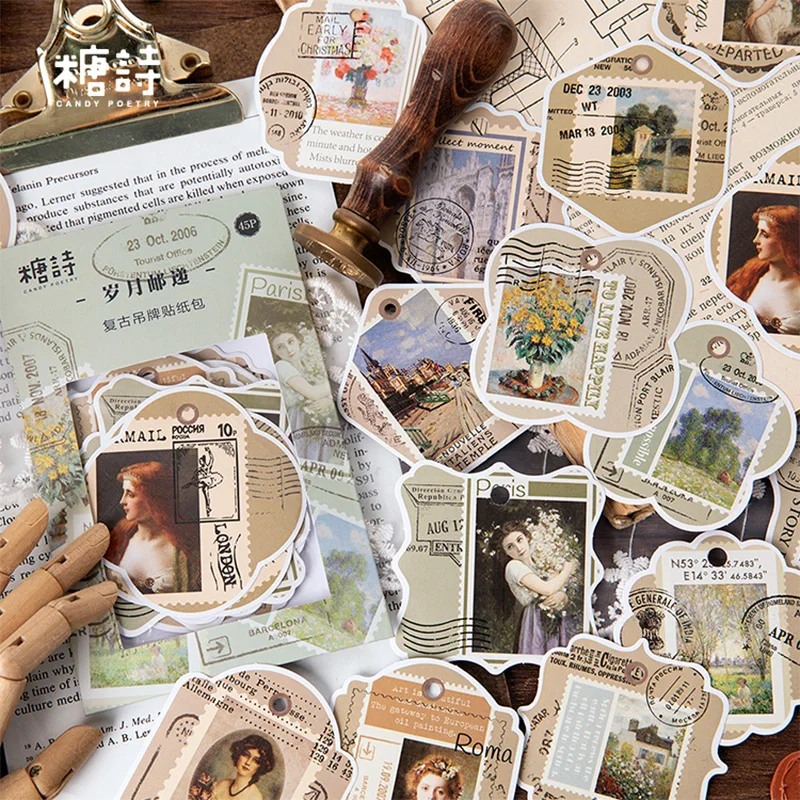 45 шт./пакет Винтаж цветок метки для оформления бумажные наклейки украшения DIY