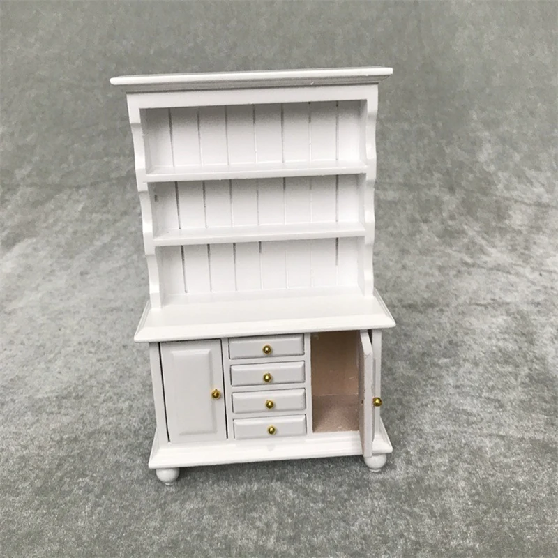 

1:12 Dollhouse Miniature Furniture Multifunction Wood Cabinet Bookcase Bookshelf for Pretend Play Toy