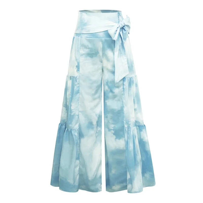 Женские брюки-Палаццо в стиле бохо сверхширокие штаны клеш колокол летние