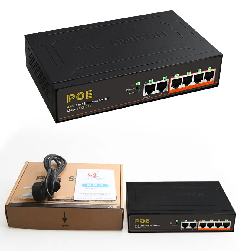TEROW 4 Port + 2 UP link 100 Мбит/с Poe коммутатор Сеть Ethernet быстрой передачи 250 м 52 в А изоляция