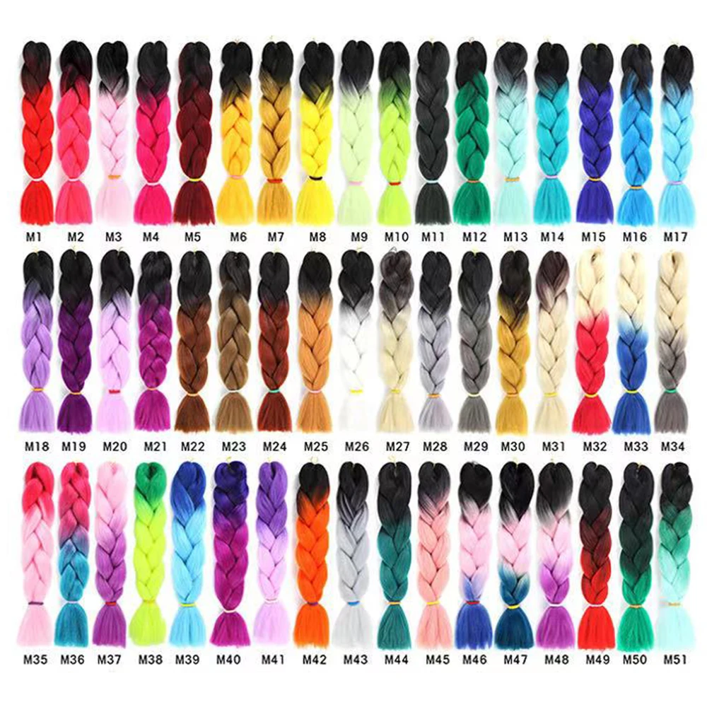 CLong Jumbo Braids Kanekalon 24 Inch Color Braiding Synthetic Hair Extensions Braid for 100 Colors Heat Resistant Fiber |