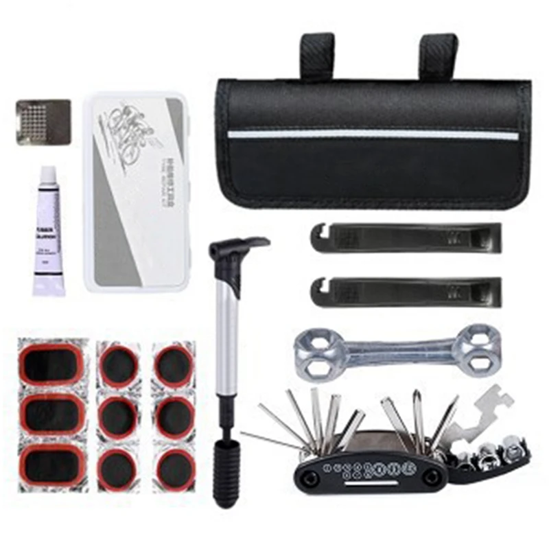 Набор для ремонта велосипеда многофункциональный насос гаечный ключ сумка