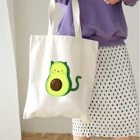 Новинка 2020, милая многоразовая сумка для покупок с принтом авокадо, женские холщовые сумки-тоуты, сумки-шопперы с мультяшным принтом, сумки через плечо, эко-сумка