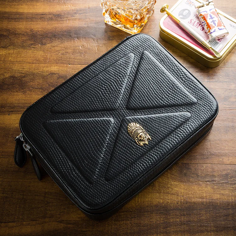 Кожаный чехол для табачной трубы 4 аутентичный полный класс Lizard шаблон