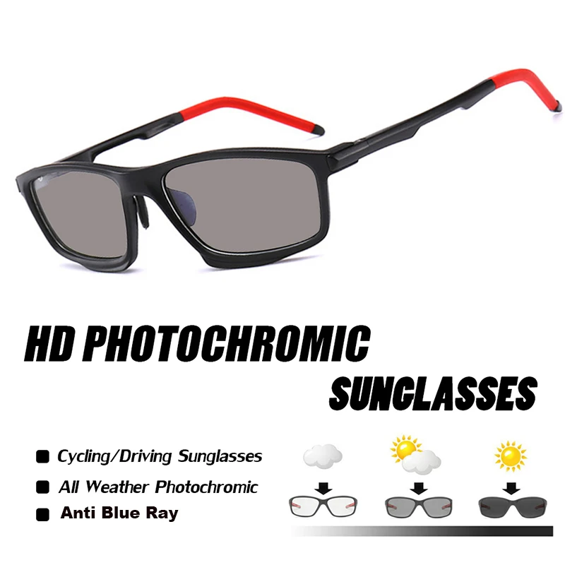 Солнцезащитные очки Мужские фотохромные прямоугольной формы с защитой от