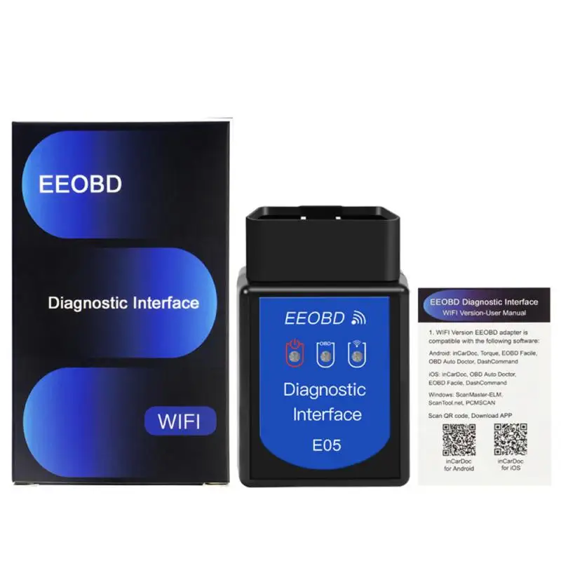 

ELM327 OBDII автомобильный детектор неисправностей E05 2020 новейший EEOBD WIFI Автомобильный диагностический OBD2 считыватель кодов инструменты для ска...