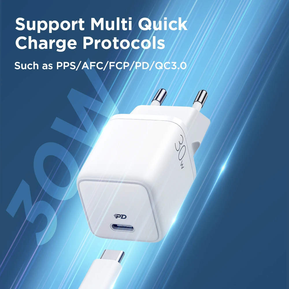 joyroom 30w usb c charger support type c pd fast charge qc3 0 portable charger for iphone 13 12 pro max ipad phone pd charger free global shipping